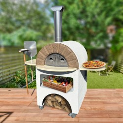 Capri Grande vonkajšia piecka na pečenie orieškovovanilková + lopata na pizzu a kefa